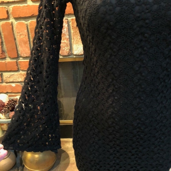 Vintage Black Coachella Chic Eyelet Mini Dress - Picture 6 of 10